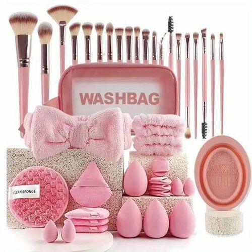 40Pcs professional Makeup Kit Makeup Brush Set Eye Shadow Mixing Brush Beauty sponge makeup brush Female Cosmetics Beauty Tools(portable)