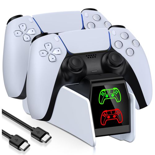 PS5 series controller charger supports dual controllers with LED indicator