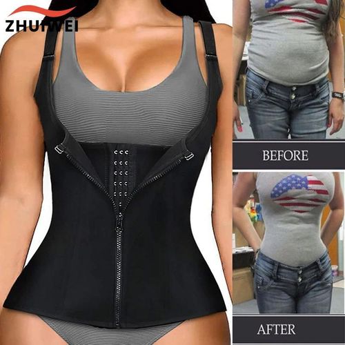 Women Waist Trainer Corset Zipper Vest Body Shaper Cincher Shapewear Slimming Belt Sports Girdle Neoprene Tank Top