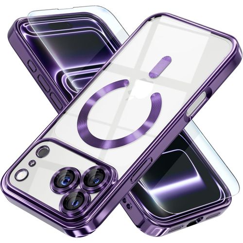 Electroplated Clear MagSafe Case with Camera Lens Protector for iPhone 17 Pro – DEEP PURPLE