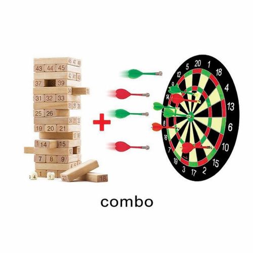 Dart Board Game Set With Free Darts and Jenga Wooden Toy/Games 54pcs