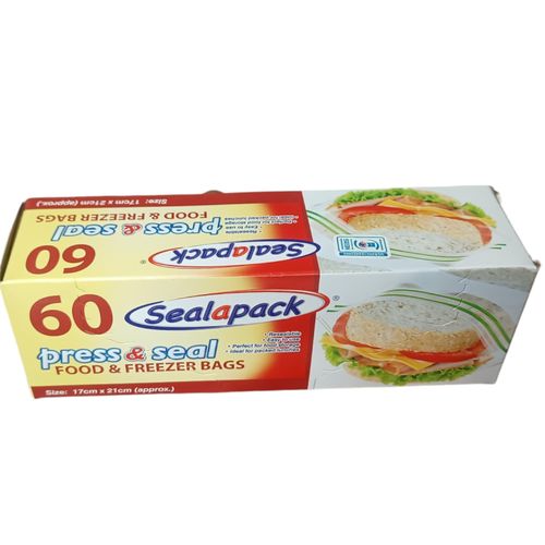 Press & Seal FOOD & FREEZER BAGS Resealable Easy to Use Perfect for Storage Ideal for Packed Lunches
