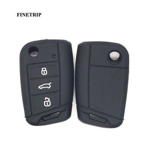 Silicone Keyless Remote Key Cover Case for VW Caddy, Golf, Jetta, Polo, Passat, Scirocco, Tiguan, Skoda Octavia & Seat – Black + 2 Free Air fresheners