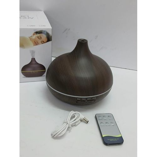 500ml Ultrasonic Aroma Diffuser & Humidifier - Wood Grain Essential Oil Diffuser with Remote Control - 7 Color LED Night Light & Auto-Shutoff for Home, Office & Spa
