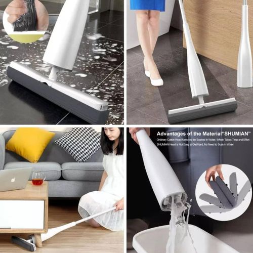 Shuman sponge self squeezing roller mop