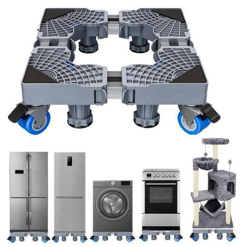 Heavy Duty Fridge and Washing Machine Stand Trolley Adjustable 48-66cm Expandable Base with Smooth Wheels for Easy Mobility and Strong Support