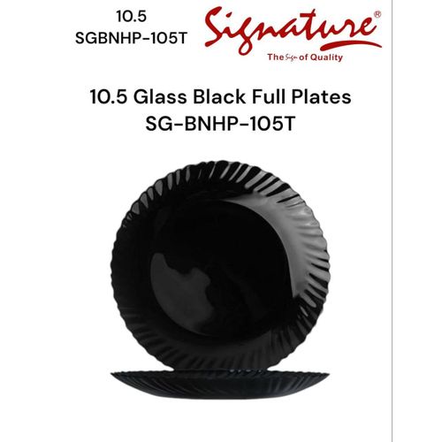 6pcs 10.5 Inches Black Glass Full Plates SG-BNHP-105T