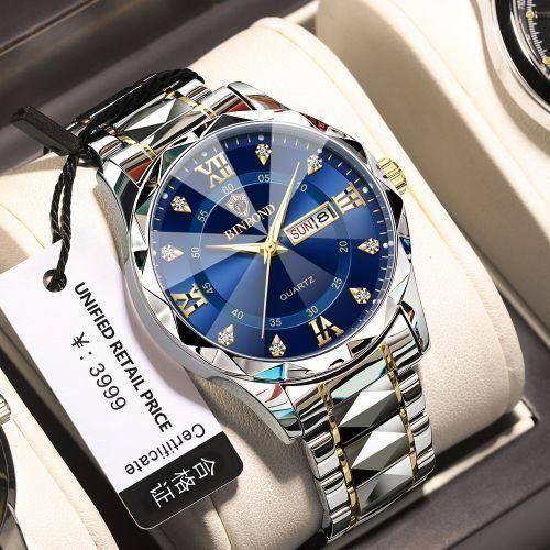 Men's Quartz Steel Band Watch With Waterproof Night Light And Anti Drop Glass Watch-silver