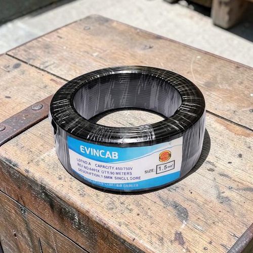 1.5mm Black Single Core Solid Heavy Duty Shock Proof Safe Electrical Wiring Cable