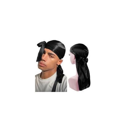 Black Silk Durag Soft Head Wrap
