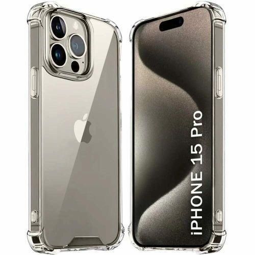 Non-Yellowing Transparent Hard Back PC+TPU Cover Case for iPhone 15 Pro
