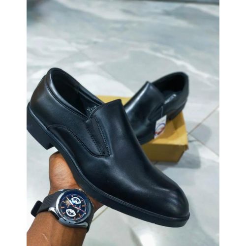 Mens Leather Slip-On Black Formal Shoes Classic Office Dress Shoes