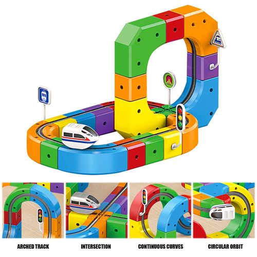 Magnetic Train Set DIY Railway Construction Blocks Battery Operated Electric Train Educational Learning Toy 3+ Years