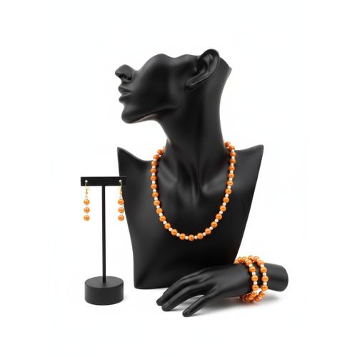 Exquisite 3-Piece Orange & White Pearl Jewelry Set