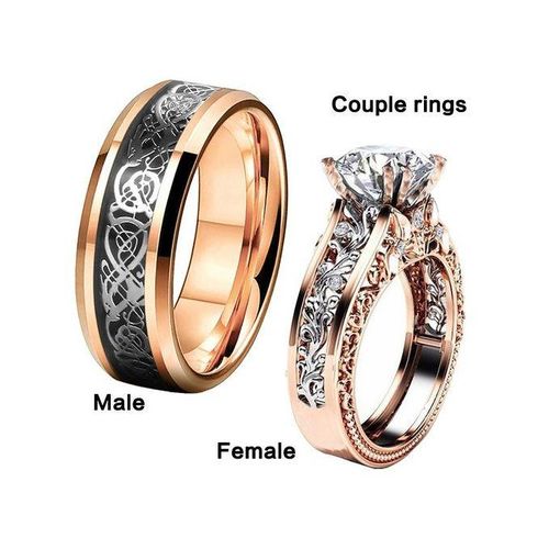 18 Karat Gold Plated Ring Set For Couple