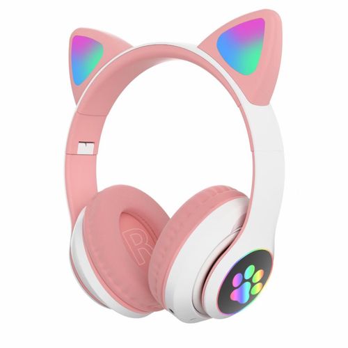 Wireless Bluetooth Headphones Foldable Rechargeable TF Card & AUX Children's Stereo Headset for Tablets, Phones & Laptops BIG SIZE -PINK