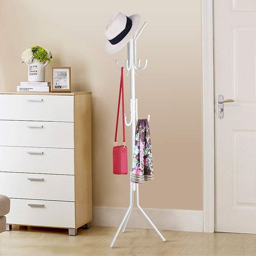 Premium 175cm Carbon Steel Coat Stand - Heavy Duty Anti-Rust Hall Tree with Multi-Hooks - Classy Free-Standing Hat Scarf and Handbag Rack - Stable Home Office Entryway Organizer