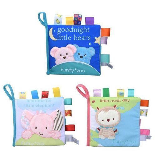 3 PcsSet Animal Stereo Cloth Book Soft Baby Books Tear Label Early Sensory Education Baby Rattle Plush ToysDefault NO5249