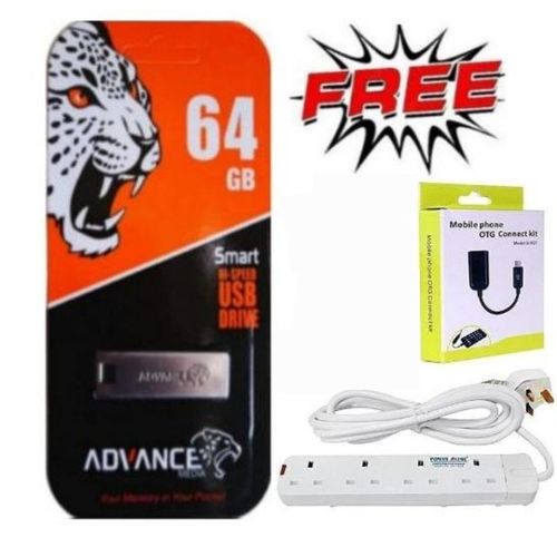 64GB USB Flash Drive/Flash Disk + FREE GIFT Type-C Otg Connector & 4-Way Power Extension Cable Socket