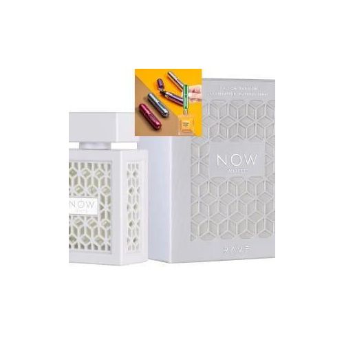 White Lattaf Rave Now Eau de Parfum 100ml FREE PORTABLE PERFUME BOTTLE ( RANDOM COLOR) Long Lasting Unisex Arabic Perfume