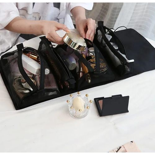 4 In1 Cosmetic Bag Nylon Mesh Detachable Makeup Box