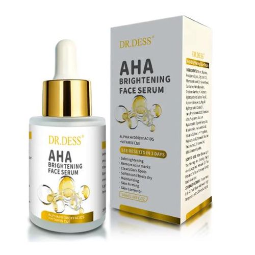 AHA Brightening Face Serum with Vitamin C Niacinamide Hyaluronic Acid Anti-Acne Dark Spots Fading Hydrating Skin Barrier Repair for Sensitive Acne-Prone Skin 30ml