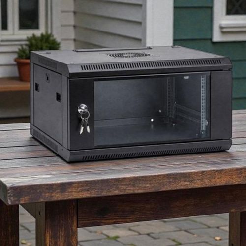 Pre-Assembled 6U Wall Mount Data Cabinet with Reversible Front Door & Strong Steel Construction