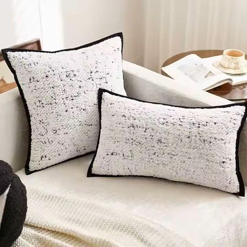 2 pcs Luxury Fashion white and black Fraiche Throw Pillows 45x45CM Soft Couch Chenille Pillow Cushion Cover for Home Decorative 50cm x 30 cm