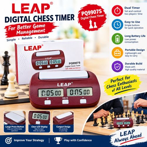 Digital Chess Timer – Dual Player Chess Clock with Delay & Bonus