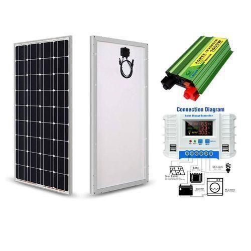 300W Solar Panel All Weather 25 Years Warranty Mono Crystalline 300 W Solar Panel + 1000W Free Solar Power Inverter DC To AC Inverter + 30AH Solar Charge Controller