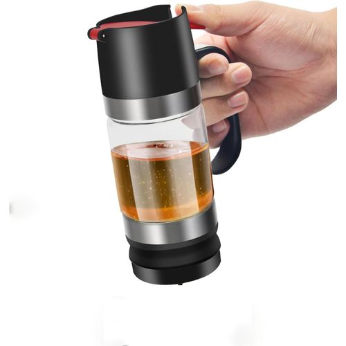 Honey Dispenser With Handle,Clear Glass Honey Container, Syrup Dispenser for Coffee or Tea,Honey Container,Honey Pot and Jar - Black.