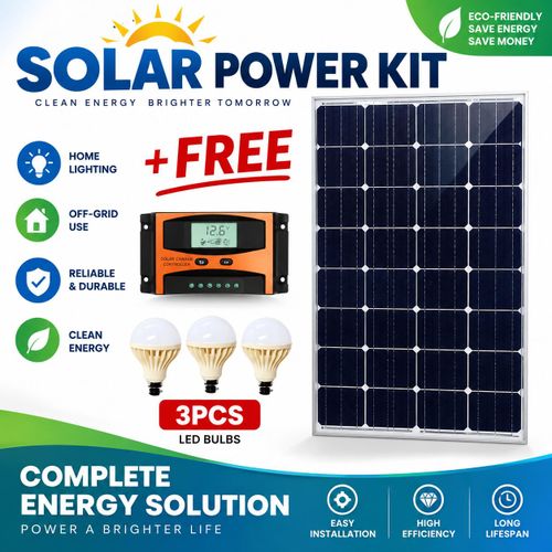 200W Solar Panel All Weather mini kit + 20 Amp Digital Controller + 3 Bulbs
