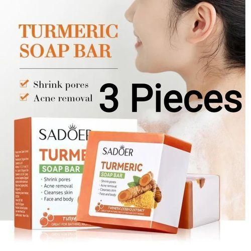 SADOER 3 Pieces Turmeric Soap Acne Removal Tumeric Soaps