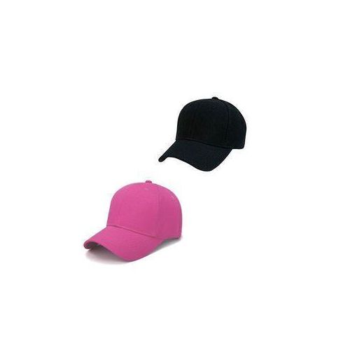 2-Pack Unisex Adjustable Baseball Caps - Solid Black & Pink Cotton Visor Hats