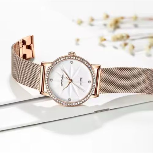 Rose Gold Crystal Quartz Watch