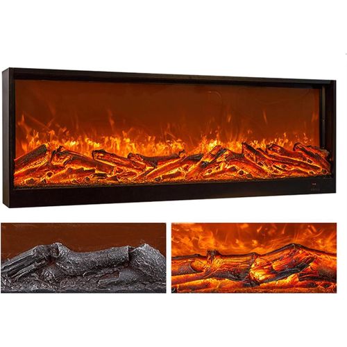 100cm LED Electric Fireplace Decorative Insert, 3D Realistic Flame Effect with Simulated Log Display, Recessed & Wall Mounted Faux Fireplace for Living Room, Bedroom, Office, Hotel & Home Decor