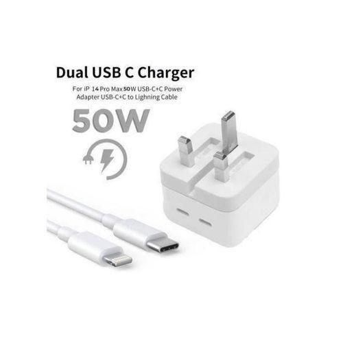 Apple 50W Dual Type C Lighting Super Fast Charger For Iphone 14 Pro Max14 Plus1413 Pro Max13 Pro1313 Mini12 Pro Max12 Pro1212 Mini11 Pro Max11 Pro11 And Ipads