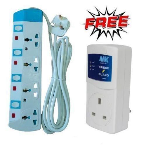 Power King Home Best 4 Way Power Extension Free Fridge Guard