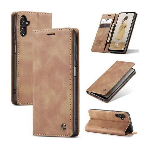 Caseme Brown Soft Leather Wallet Flip Cover Case for Samsung Galaxy A13