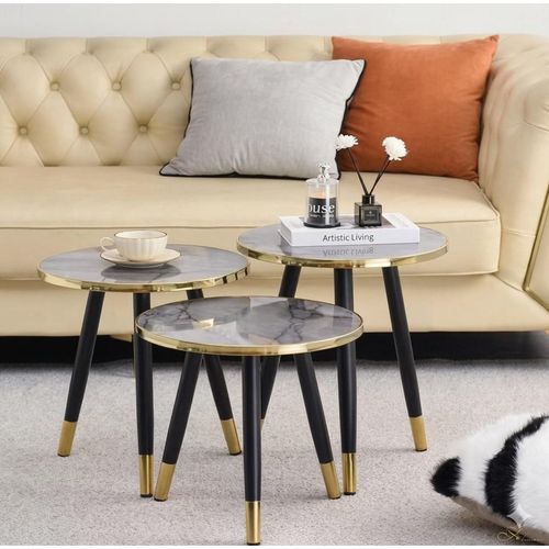 3 in 1 Nesting Luxury Marble Side Stool