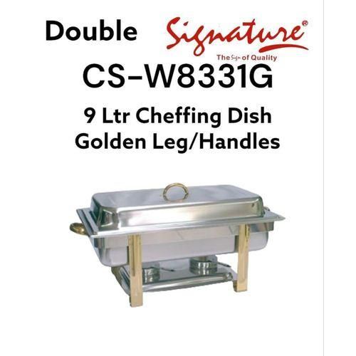 90 Ltr Double Compartment Cheffing Dish With Gold Legs