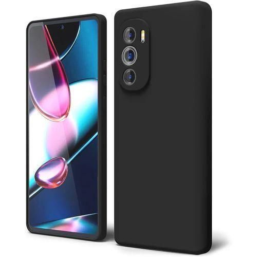 For Moto Edge Plus 2022/Edge Plus 5G UW 2022 Phone Case Liquid Silicone, Cute Thin Slim Soft Rubber TPU Plain Smooth Gel Cover for Women Girl, Matte Solid Protective & Shockproof - Black