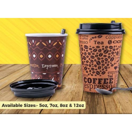 Disposable Take-Away Coffee & Tea Paper Cups with Leak-Proof Lids - 8oz or 12oz Hot/Cold Beverage Cups for Office, Cafés & Events