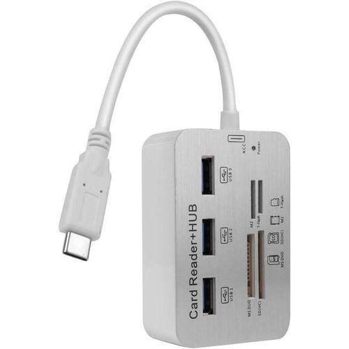 7-in-1 USB-C Hub Adapter - 3 USB 3.0 Ports, SD/TF/MS/M2/MMC Reader