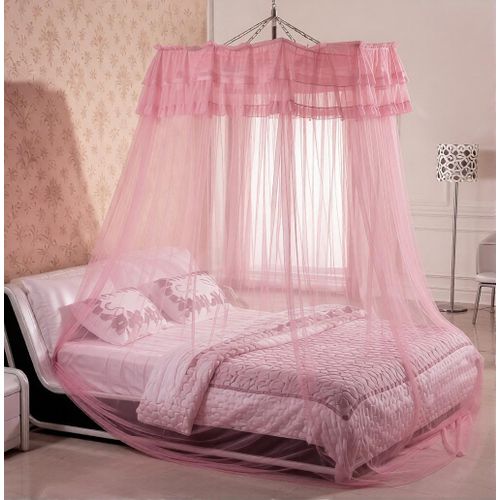 Pink Premium Umbrella Mosquito Net – Free Size (Fits Up to 7x8 Bed and Decker Beds) Space-Saving Foldable Design with Metallic Hooks & Screws