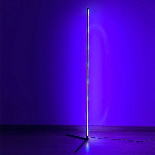 RGB LED Ambient Corner Floor Lamp with Sound Reactive Light Effects Remote Brightness Control and 3-Mode White Light Options