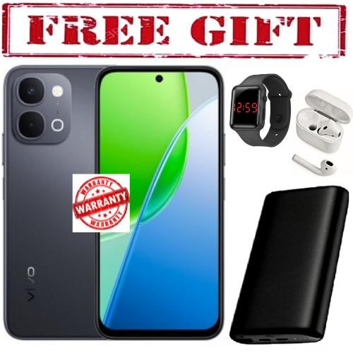 Y31d675 inches 8GB RAM256GB ROMQualcomm Snapdragon 6s Gen 2 DUAL SIM50 MPwide PDAF12 MONTHS WARRANTYBattery 7200 mAh COMES WITH FREE LED WATCH POWERBANK AND AIRPODS FOR YOU black