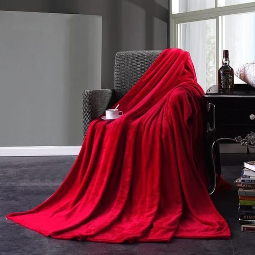 Reversible Fleece Throw Blanket - Maroon, 6x6ft, Soft & Durable