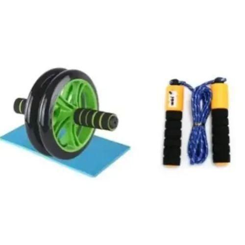 Abs Roller+ free mat + Skipping rope with digital counter,roller abs roller,skipping rope with digital counter,double wheel roller ,Wheel Roller Workout Arm And Waist Fitness