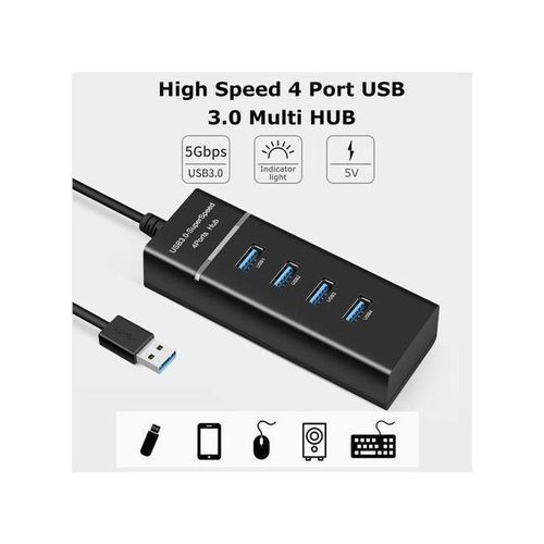 4 Ports USB 3.0 Hub, Powered High Speed USB Splitter Data Hub 1m USB Cable, Driver Free for Windows 10/8/7/XP, Mac OS X, Linux Desktop PC Laptop
